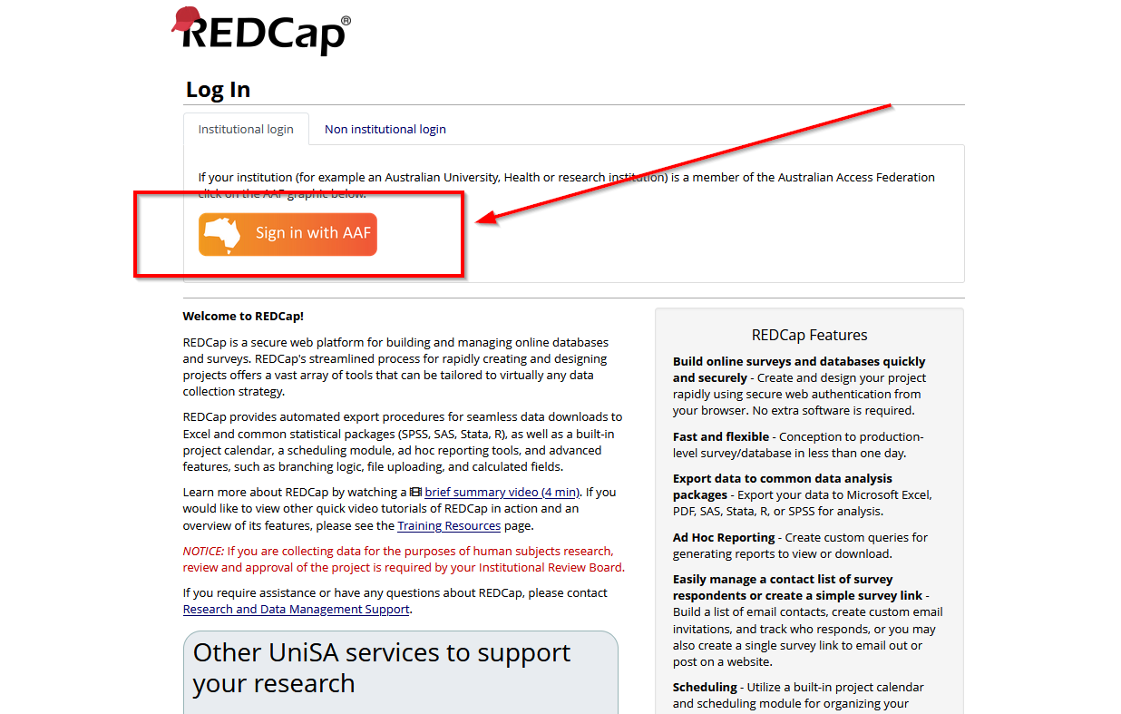 REDCap home page