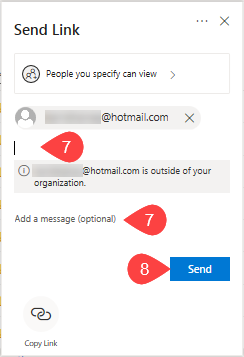 Screenshot of where to add additional email addresses or message