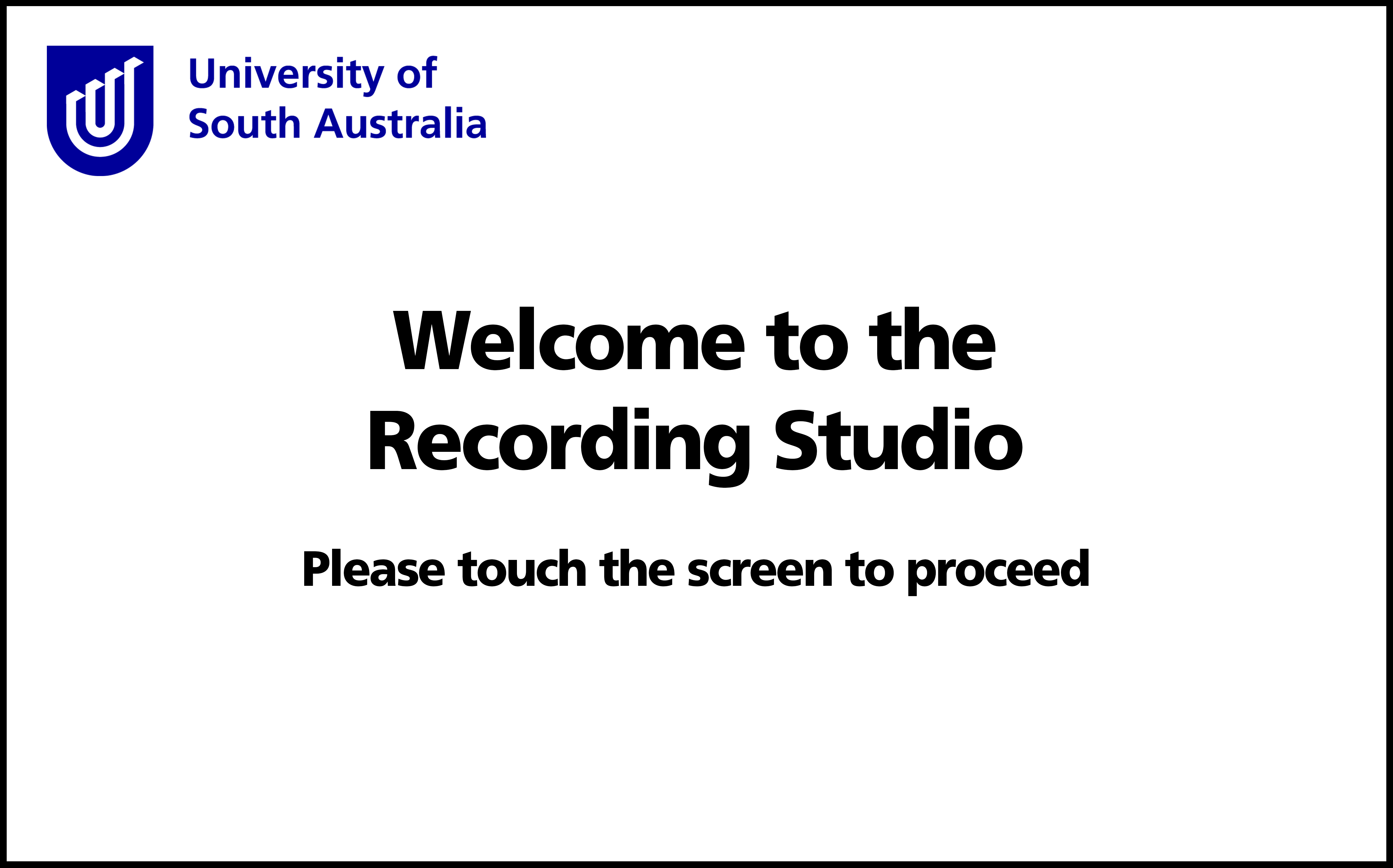AV Touch Panel from Green Screen Room - welcome screen