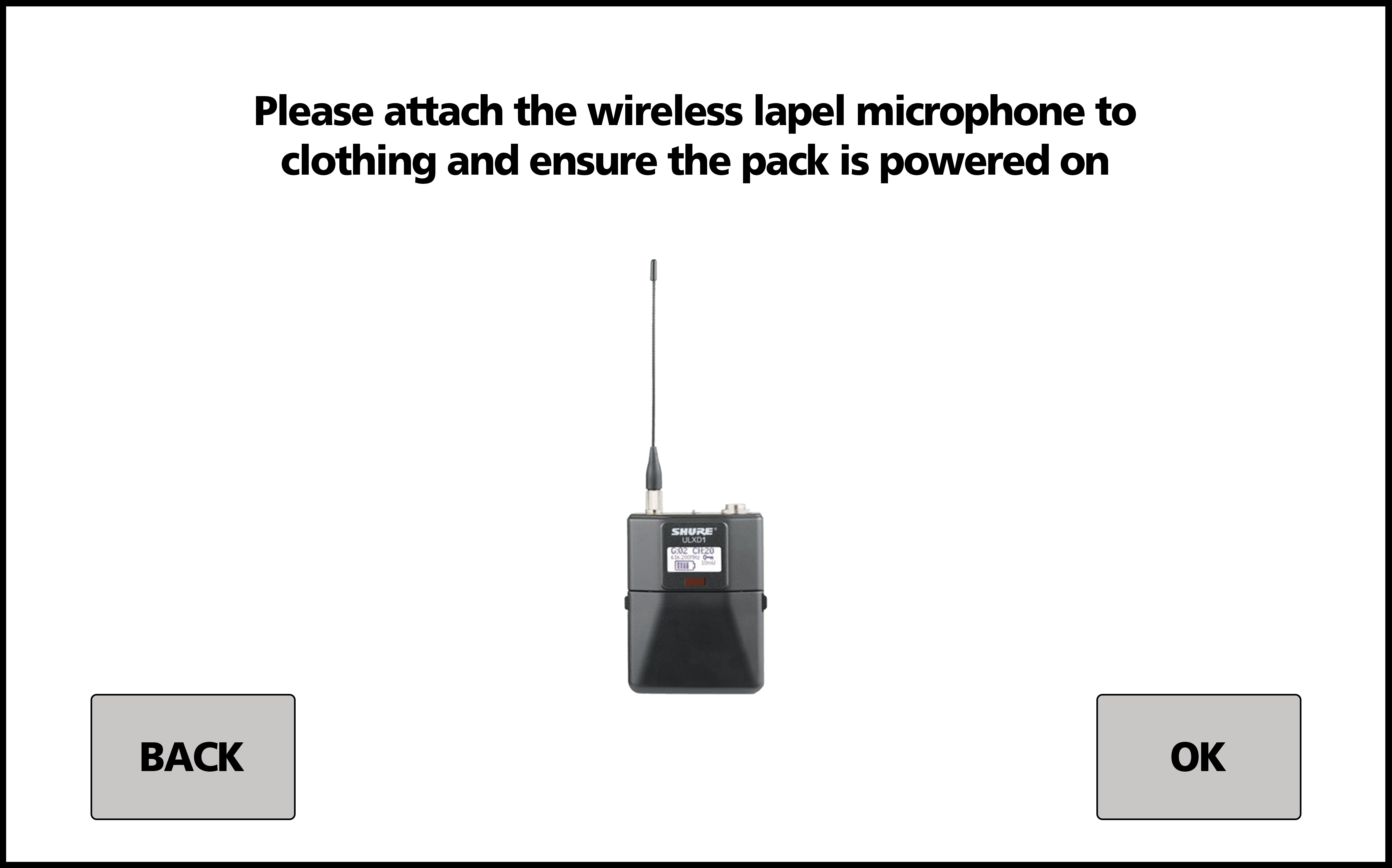 AV Touch Panel from Green Screen Room - wireless lapel microphone screen
