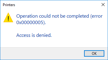 Screenshot of Access Denied to printer