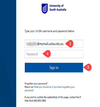 sign in to UniSA Federation page