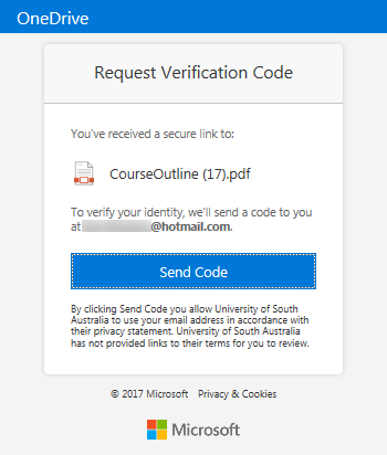 Screenshot of Request Verification Code