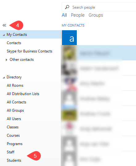 contacts folder options
