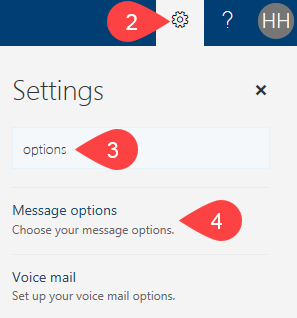 Screen shot of mailbox settings