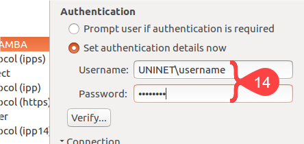 Screenshot of Authentication pop-up