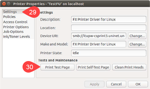 Screenshot of Printer Options