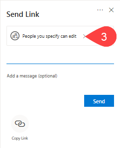 Screenshot of Send Link options