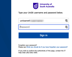 UniSA Federation Page login