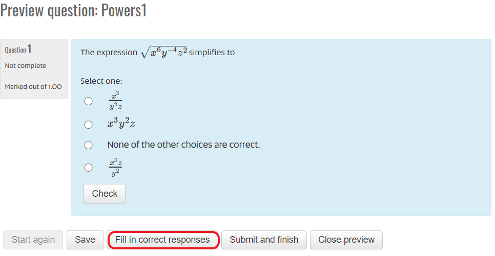 Preview question in online exam > Fill in correct response