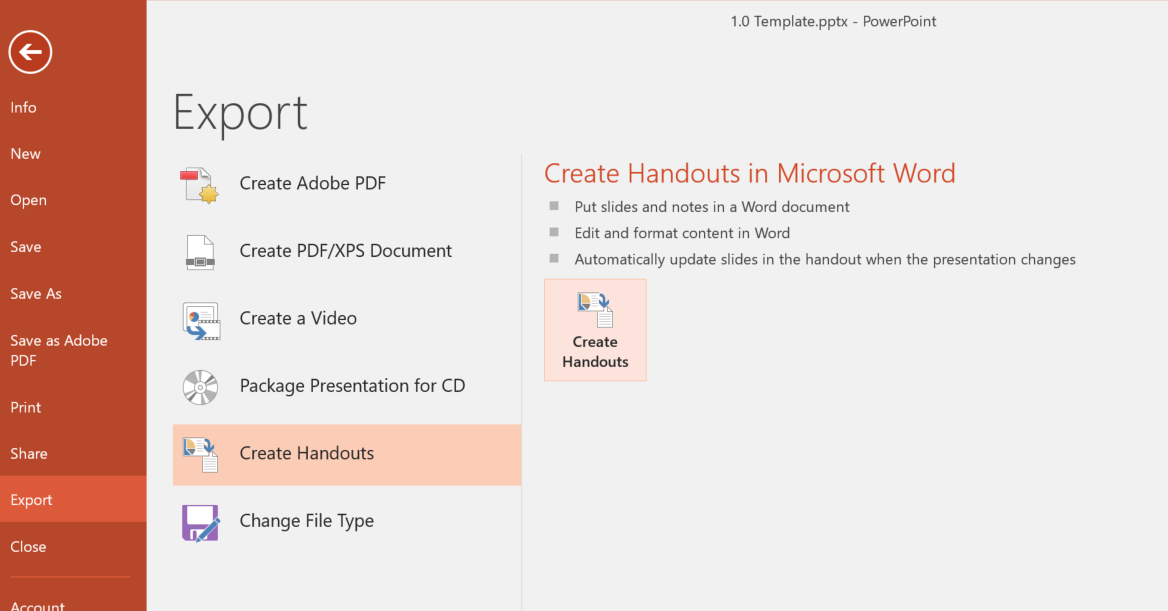 How to create handouts in Powerpoint